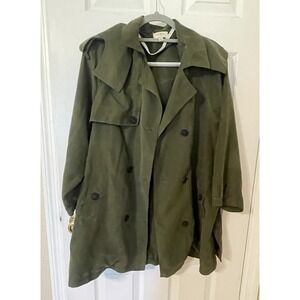 Umgee Womens Utility Jacket Size Small Olive Green Double Breasted Hooded BOHO